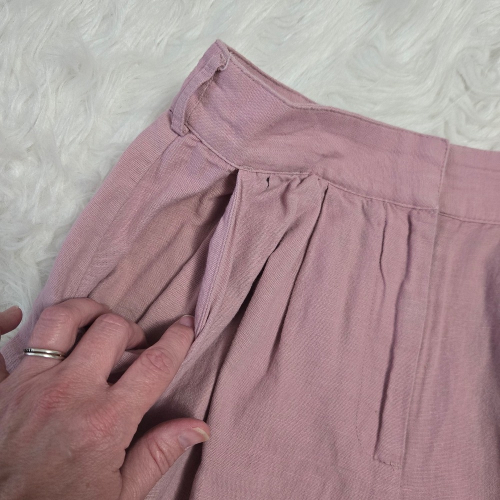 American Eagle Mauve Pink Linen Blend Pleated High Waisted Shorts Womens XS - Picture 2 of 12